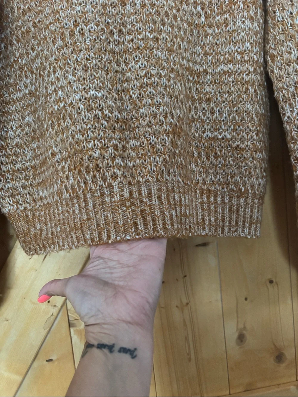 Abercrombie & Fitch Chunky Knit Crewneck Sweater Brown White Size S Oversized